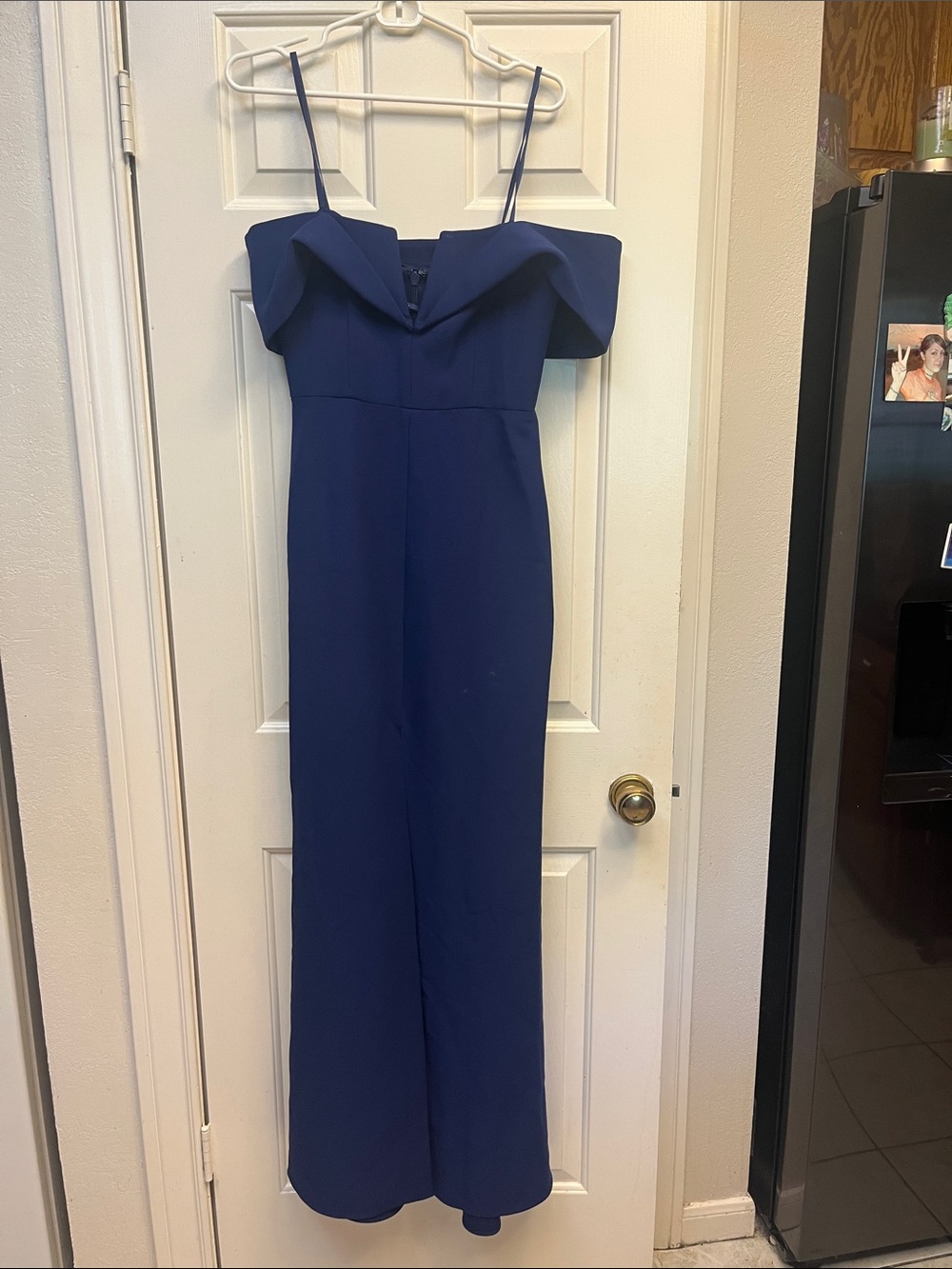 BCBGMAXAZRIA blue Off-Shoulder Spaghetti Strap Maxi Dress 4